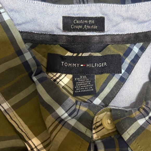 Tommy Hilfiger Mens Shirt 2X Green Plaid Button Up Preppy Classic‎ Office Travel - Picture 2 of 6
